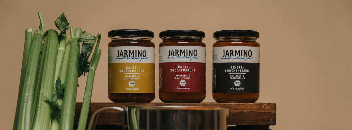 Nährwerte und Inhaltsstoffe der JARMINO Knochenbrühe Nährwerte und Inhaltsstoffe der JARMINO Knochenbrühe