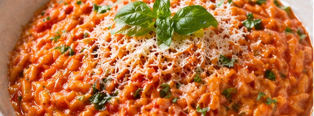 Cremige Tomaten-Risoni mit Knochenbrühe