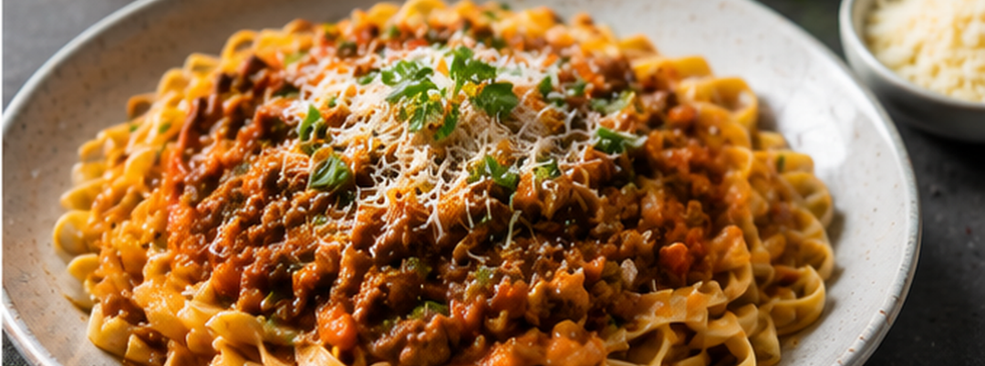 Schnelle Bolognese-Pfanne mit Rinderknochenbrühe