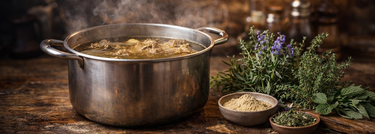 Knochenbrühe nach Hildegard von Bingen: Rezept für „Hildegard Brühe“ mit Bertram, Quendel & Ysop